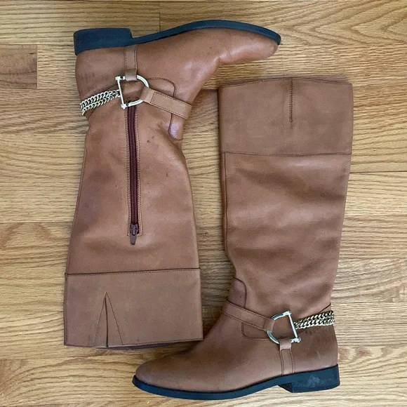 Lauren Ralph Lauren Jacqui Chain Leather Riding Boot. - Picture 2 of 14